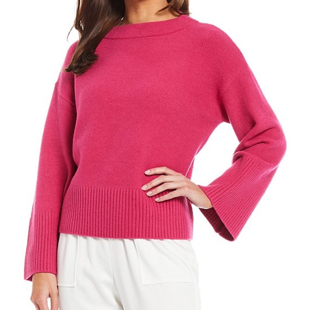Gibson & Latimer Long Bell Sleeve Boat Neck Statement Sweater
